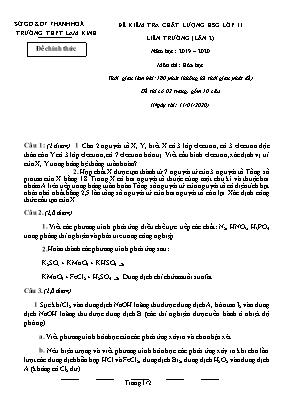 Đề thi học sinh giỏi môn Hóa học Lớp 11 - Năm học 2019-2020 - Sở giáo dục và đào tạo Thanh Hóa (Có đáp án)